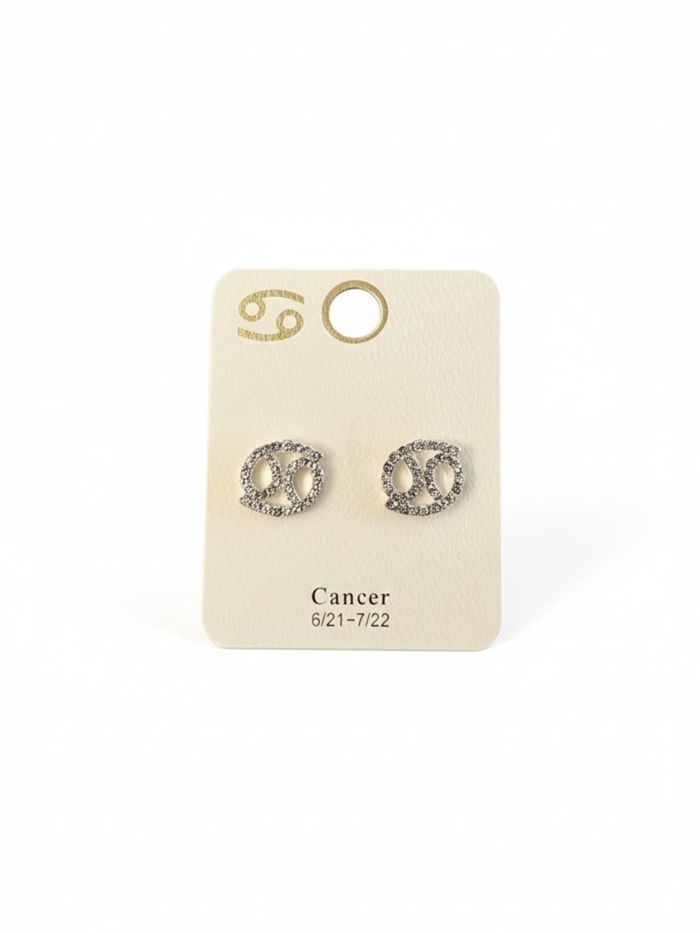 Cancer Astrological Zodiac Sign Rhinestone Silver Earrings June 21 - July 22